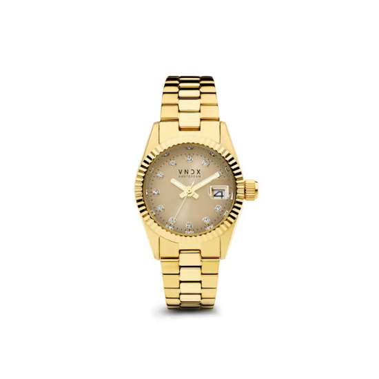 Vndx Amsterdam dames horloge Dare Devil XS Goud Beige - 55827