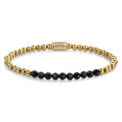 Green Glam Rocks meet Yellow Gold Vrouw Armband Kralen Goud Zwart 4mm - 55839