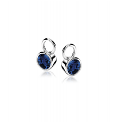 ZINZI zilveren oorbedels 7mm rond donkerblauw - 55846