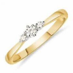 Gouden diamant 3-Steens Ring  Maat 17 - 55966