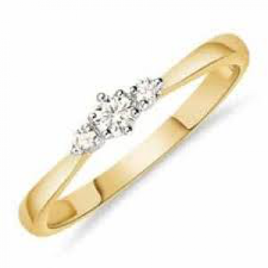 Gouden diamant 3-Steens Ring  Maat 17 - 55966