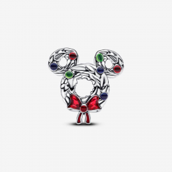 Pandora Disney-bedel met Mickey Mouse en kerstkrans 793531C01 - 55980