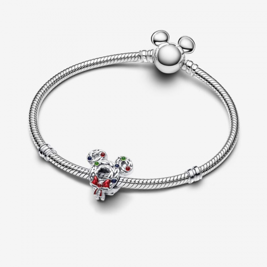Pandora Disney-bedel met Mickey Mouse en kerstkrans 793531C01 - 55980