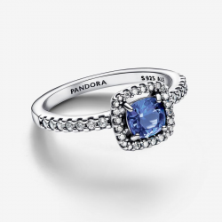 Pandora Sprankelende ring met vierkante blauwe halo MAAT 16 193555C01-50 - 56002