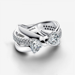 Pandora Sprankelende ring met strik en vervlochten banden MAAT 18 193553C01-56 - 56020