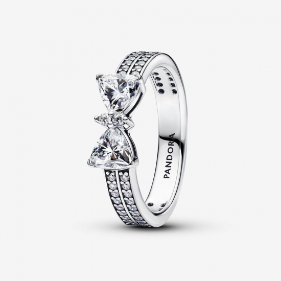 Pandora Sprankelende ring met strik en dubbele band MAAT 17 193552C01-54 - 56022