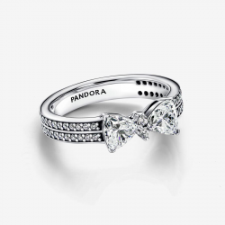 Pandora Sprankelende ring met strik en dubbele band MAAT 17 193552C01-54 - 56022