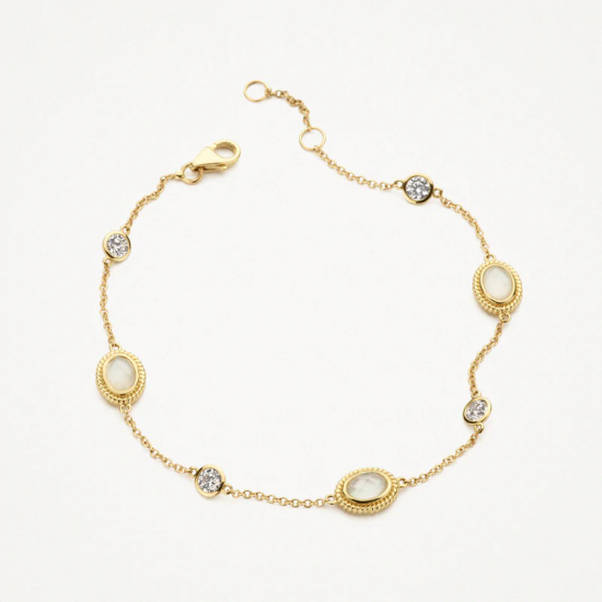 Blush Armband 2252YMQ 14k Geelgoud met Doublette van Mother of Pearl met Rock Crystal en Zirkonia MAAT 16,5-18CM - 56098