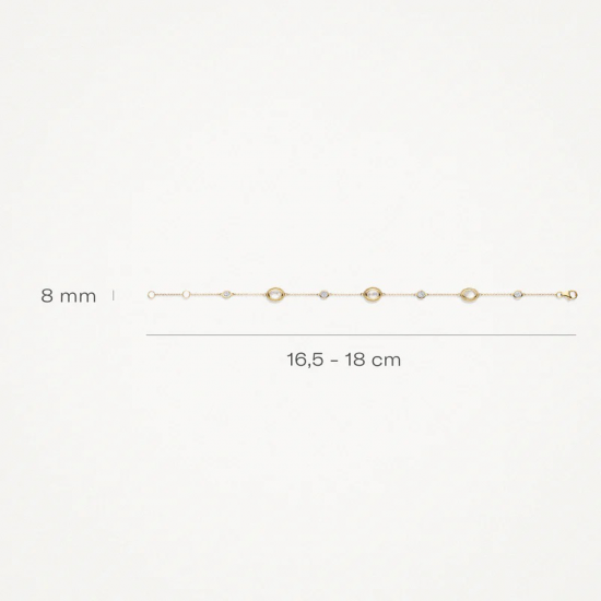 Blush Armband 2252YMQ 14k Geelgoud met Doublette van Mother of Pearl met Rock Crystal en Zirkonia MAAT 16,5-18CM - 56098