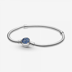 Pandora Pandora Moments Sparkling Blue Disc Clasp Snake Chain Bracelet maat 20 - 56282