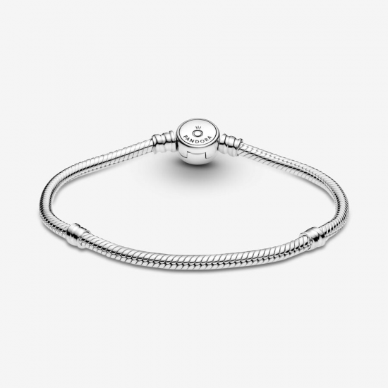 Pandora Pandora Moments Sparkling Blue Disc Clasp Snake Chain Bracelet maat 20 - 56282