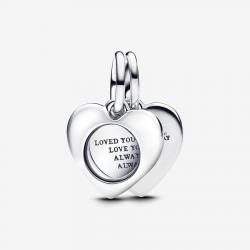 Pandora Engravable heart sterling silver double dangle with magnifying glass 793671c00 - 56305