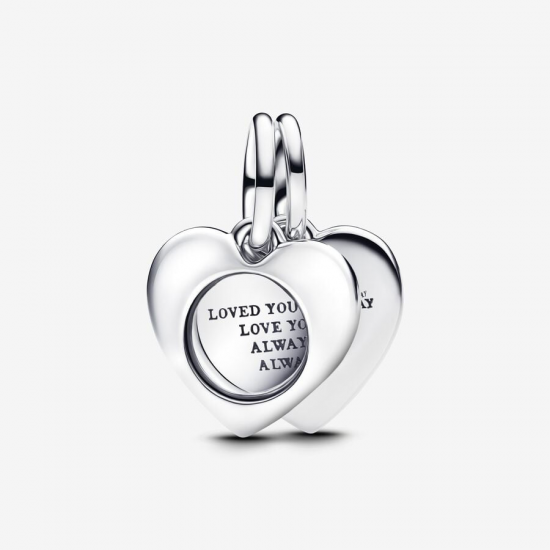 Pandora Engravable heart sterling silver double dangle with magnifying glass 793671c00 - 56305