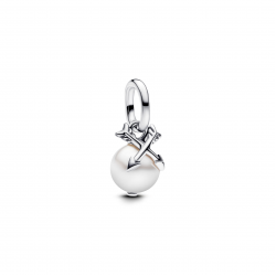 Pandora Crossing arrows sterling silver mini dangle with white lacquered artificial pearl 793687c01 - 56306