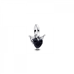 Pandora Winged heart sterling silver mini dangle with black crystal 793626c01 - 56307