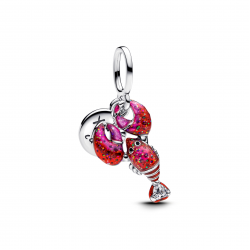 Pandora Love lobster sterling silver double dangle with clear cubic zirconia, black, glittery red and pink enamel 793676c01 - 56310