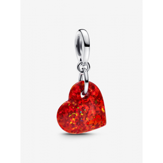 Opalescent Red Heart Dangle Charm - 56336