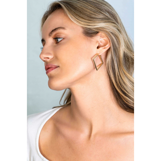 ZINZI gold plated zilveren oorringen met vierkante vorm - 56348