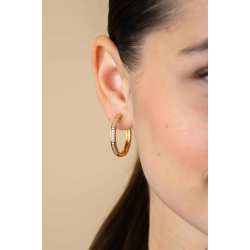 ZINZI gold plated zilveren oorringen met witte zirconia's en luxe klapsluiting - 56350