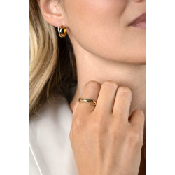 ZINZI gold plated zilveren multilook ring (6mm breed) organisch gevormd met twee golvende banen, waarvan één bezet met witte zirconia's - 56359