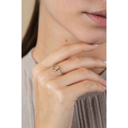 ZINZI zilveren ring met gold plated open hartje 8mm en witte zirconia's ZIR2566 MAAT 17 - 56362