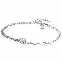 ZINZI zilveren multi-look armband met ovale en jasseron schakels, met ronde witte zirkonia in vierpootszetting 17-19cm ZIA2660 - 56363