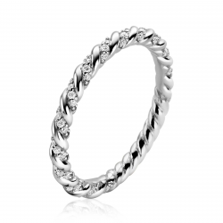 ZINZI zilveren aanschuifring gedraaid met witte zirconia's ZIR2320 MAAT 16.5 - 56364
