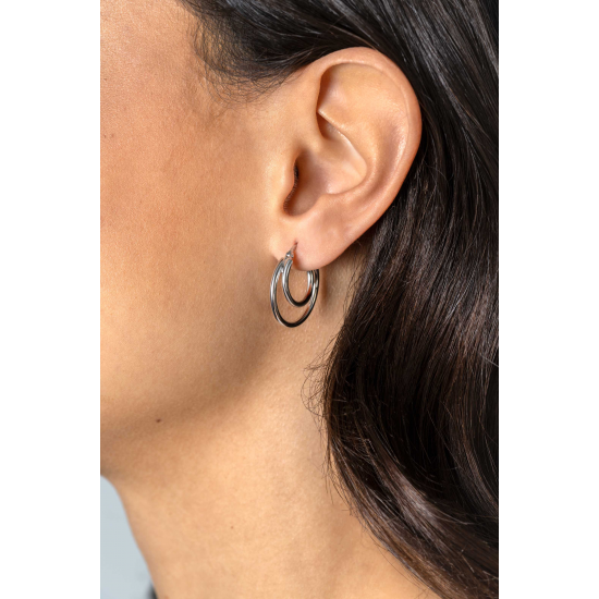 23mm ZINZI gold plated zilveren oorringen met een dubbele oorring in het midden. Een trendy multi-look uitstraling ZIO2483G - 56365