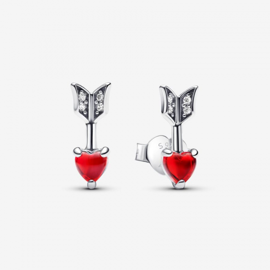 Pandora Pijl & Muranoglas Hart Oorknopjes - 56368