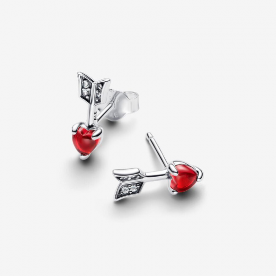 Pandora Pijl & Muranoglas Hart Oorknopjes - 56368