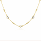 ZINZI gold plated zilveren schakelketting met trio-bolletjes en drie hartvormige witte zirkonia's 40-45cm ZIC2679 - 56377
