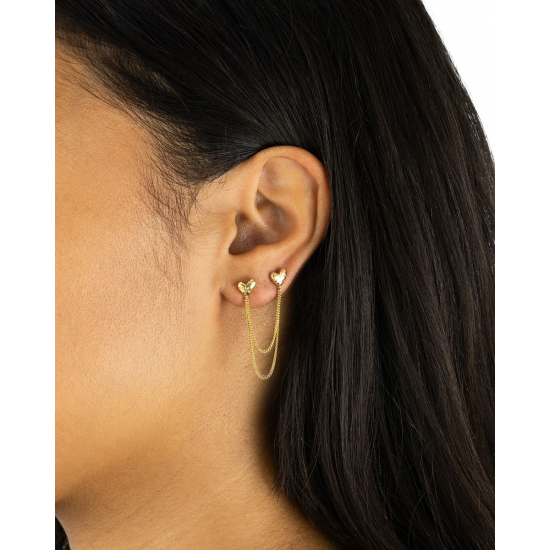 Buddha To Buddha Dubbel Hart Studs Single Piece Verguld - 56388