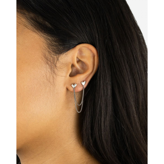 Buddha To Buddha Dubbel Hart Studs Single Piece Zilver - 56391