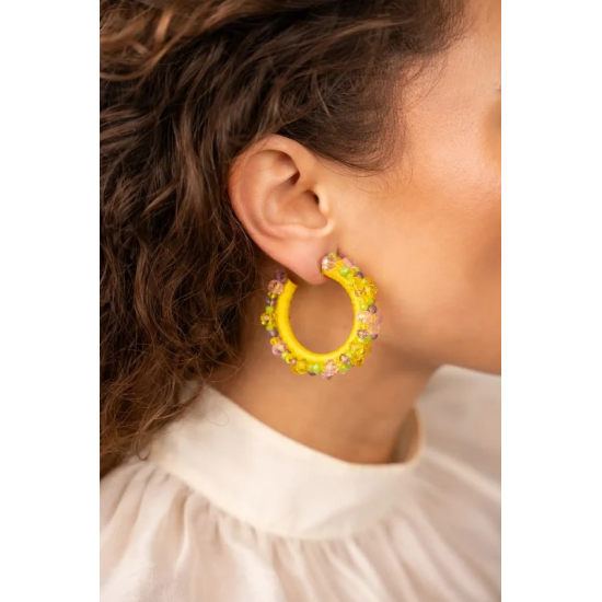 LOTT. Yellow Lime Mix Oorbellen Brecht Urchin Creole Irregular Stones M - 56450