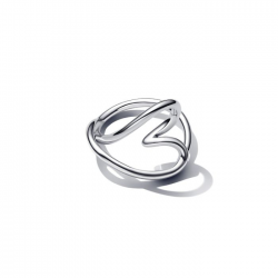 Pandora Asymmetrische holle hart zilveren ring maat 18 - 56569
