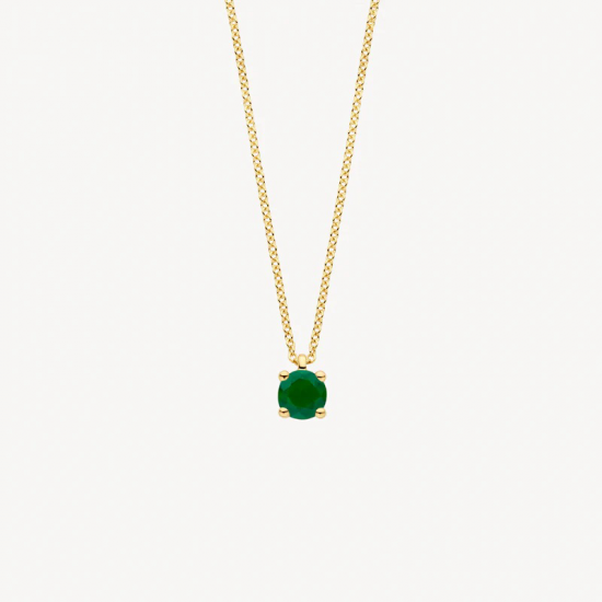 Blush Collier 14k Geel Goud met Smaragd - 56610