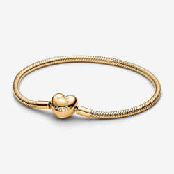 Pandora Pandora Moments Snake Chain-armband met hartsluiting Goudkleur maat 20 - 56672