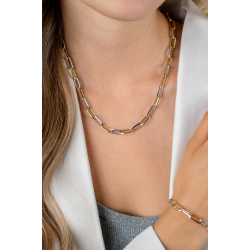 ZINZI bicolor ovale schakelketting met afwisselend gold plated en zilveren schakels 45cm ZIC2668 - 56709