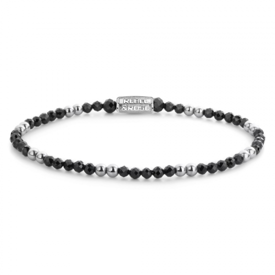 Rebel & Rose Armband Black & Silver Glam Rocks RR-30005-S-S 18cm - 56762