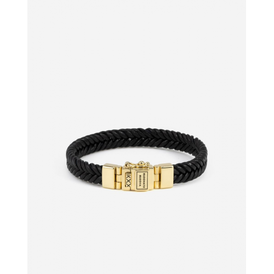 Buddha to Buddha Barbara Leren Armband Zwart Verguld Zilver 138BL maat F - 56780