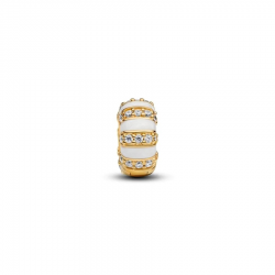 Pandora Clip van 14 karaat verguld met heldere zirkonia, glanzend wit emaille en siliconen grip 763785C01 - 56807