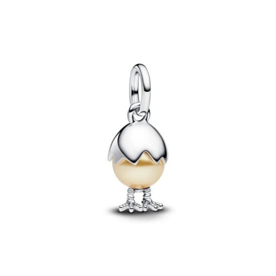 Pandora Paasei sterling zilveren hanger met gouden gelakte kunstmatige parel bedel 793748C01 - 56812