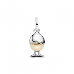 Pandora Paasei sterling zilveren hanger met gouden gelakte kunstmatige parel bedel 793748C01 - 56812