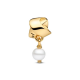 Pandora Iemand speciaal 14k vergulde hanger met witte behandelde zoetwaterparel en zwart emaille bedel 763784C01 - 56841