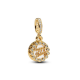 Pandora Happy Bday 14k vergulde hanger met witte bioresin kunstmatige parelmoer en heldere kubieke zirkonia 763787C01 - 56842