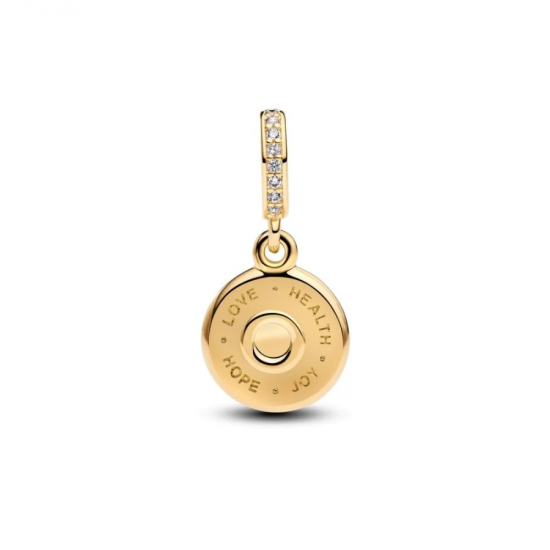 Pandora Happy Bday 14k vergulde hanger met witte bioresin kunstmatige parelmoer en heldere kubieke zirkonia 763787C01 - 56842