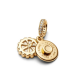 Pandora Happy Bday 14k vergulde hanger met witte bioresin kunstmatige parelmoer en heldere kubieke zirkonia 763787C01 - 56842