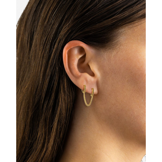 Buddha to Buddha Buddha Nathalie Hoops Dubbel Gelinkt Verguld Zilver Single Piece - 56846