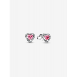 Pandora Verhoogd Roze Hart Oorknopjes Sterlingzilver 298427C02 - 56908
