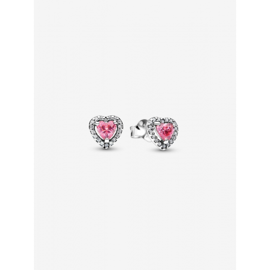 Pandora Verhoogd Roze Hart Oorknopjes Sterlingzilver 298427C02 - 56908
